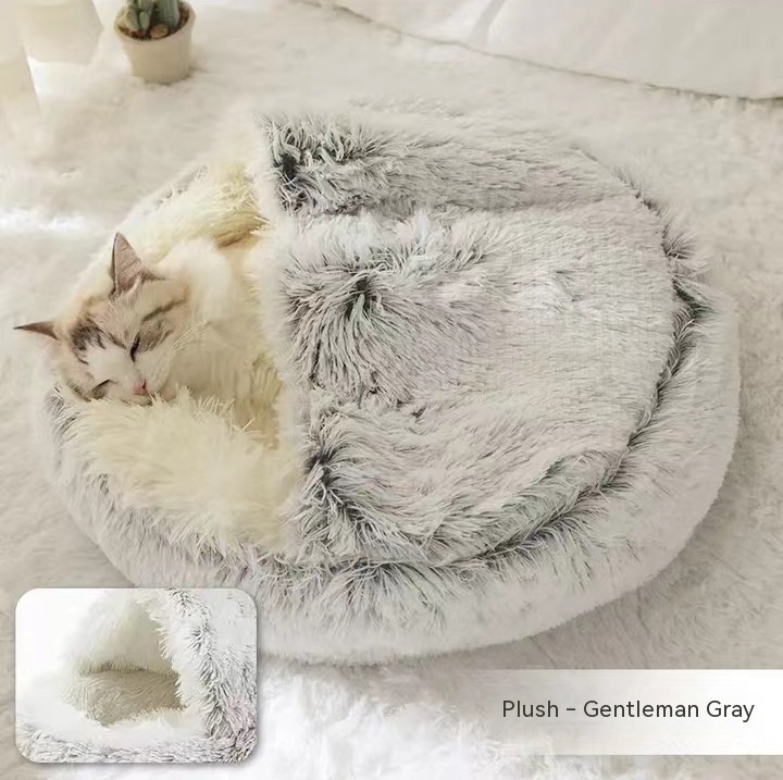 Plush Calming Donut Bed for Dogs and Cats