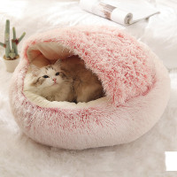 Plush Calming Donut Bed for Dogs and Cats