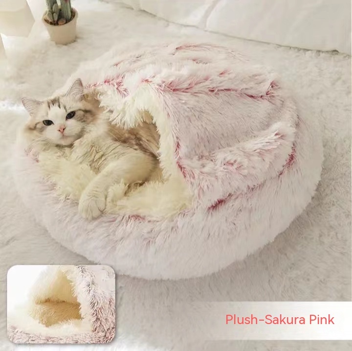 Plush Calming Donut Bed for Dogs and Cats