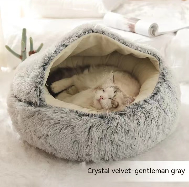 Plush Calming Donut Bed for Dogs and Cats