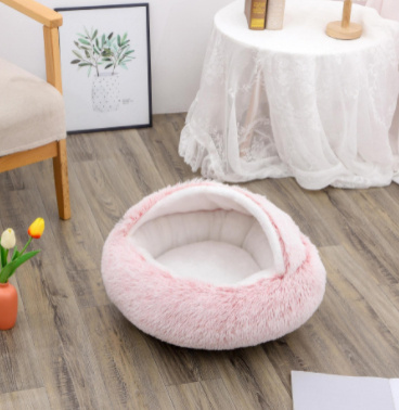 Plush Calming Donut Bed for Dogs and Cats