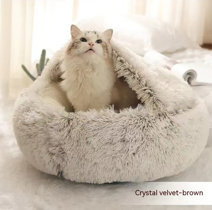 Plush Calming Donut Bed for Dogs and Cats