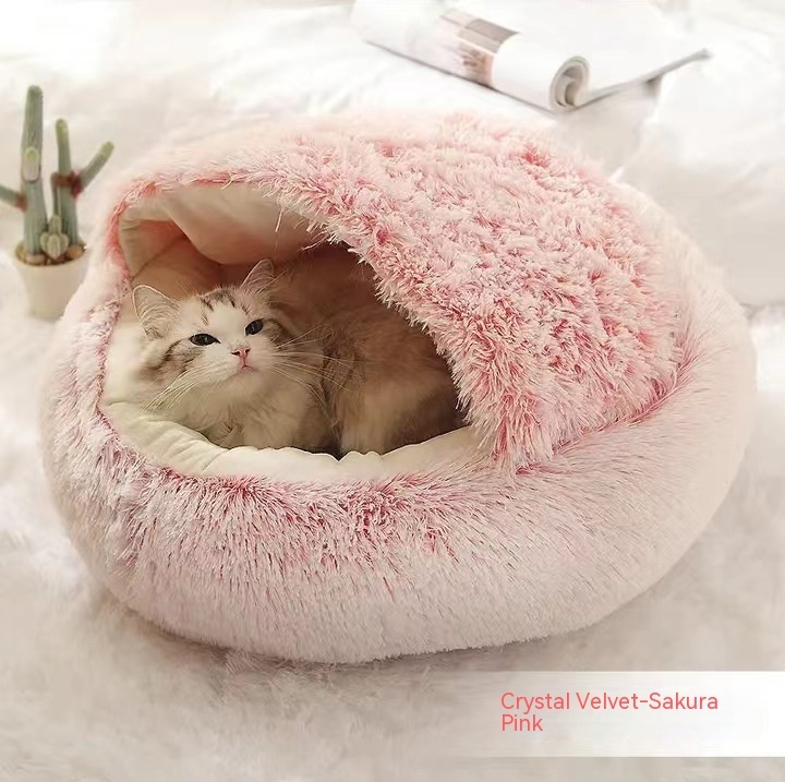 Plush Calming Donut Bed for Dogs and Cats