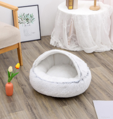 Plush Calming Donut Bed for Dogs and Cats