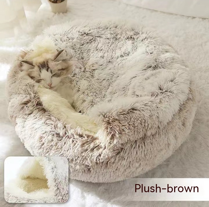 Plush Calming Donut Bed for Dogs and Cats